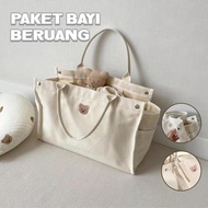 Tas Bayi Korea Fashion Bordir | Tas Multifungsi Ibu & Bayi | Tas Ransel Perlengkapan Bayi Kapasitas