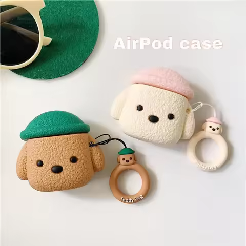 For AirPods4 Airpod 4 1 2 3 Pro Pro2 Case Cute Cartoon Teddy Dog Bluetooth Earbuds Charging Box Prot