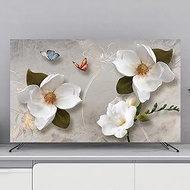 Chinese Flower Pattern Dust Cover,Indoor TV Cover Dust Proof,Universal Curved Screen Desktop Wall Mounted TV Protective Cover Screen Saver Accessories(Size:40-43in(102x65cm),Color:B)