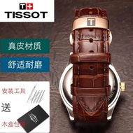 2024 High quality﹍✼✙ 蔡-电子1 Tissot 1853 genuine leather watch strap for men and women Le Locle T085 Carson Junya Duluer butterfly buckle cowhide strap