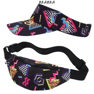 BRABRA 80s 90s Fanny Pack, Comfortable Soft 80s Outfit Sun Visor Hat,  Colorful Cotton Waist Bag for