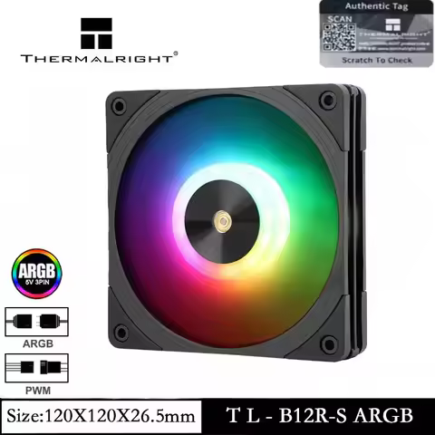 Thermalright TL-B12R-S ARGB Case Fan 120mm CPU Fan with ARGB Mirror Light Effect for Case CPU Liquid