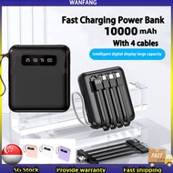 Mini power bank fast charge portable 10000mAh battery powerbank with cable for iPhone type C micro USB