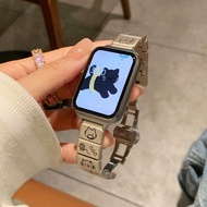 适用小米手表10/9/8pro高级金属可爱线条小猫印花表带红米654nfcks0972.my26.6.14