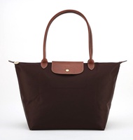 Gift women bag Authentic Longchamp Women bags Le Pliage Original Dumpling bag Large Long handle Nylon Shoulder Bag folded Shopping Bag 1899089203 Chocolate color made in France