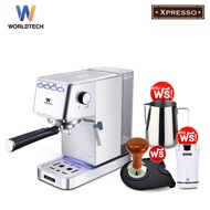 Worldtech เครื่องชงกาแฟอัตโนมัติ รุ่น WT-CM405_SIL เครื่องชงกาแฟเอสเปรสโซ่ เครื่องชงกาแฟ เครื่องทำกาแฟเอสเปรสโซ่ เครื่องทำกาแฟ Espresso Machine ปรับความเข้มข้นของกาแฟได้ สกัดด้วยแรงดันสูง 15 บาร์ + พร้อมชุดด้ามชงกาแฟ รับประกัน 1 ปี WT-CM405 One