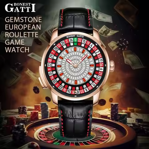 BONEST GATTI New Top Men Mechanical Watch Automatic Movement Arabic Numerals Rotating Dial Roulette 