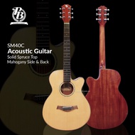PB Solid Top Series Solid Spruce Top Mahogany Side and Back Acoustic/Semi Acoustic Guitar SM40/SM40C