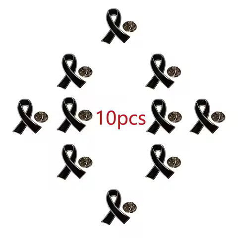 5/10/50/100pcs Black Ribbon Awareness Pin Melanoma Cancer Skin Cancer Ribbon Brooches Funeral Ribbon