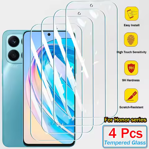2/4Pcs Tempered Glass For Huawei Honor 90 70 Lite X8b X7b X6b X9 X8 X7 X6 b X8A X7A X6A Screen Prote