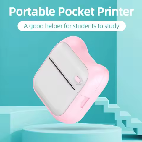 Wirelessly Bluetooth Printer Portable MINI Thermal Printer Student Pocket Inkless Photo Label Memo W
