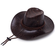 Spring Summer Korean Version Printed Leather Shaped Cowboy Hat Outdoor Western Cowboy Knight Hat Pra