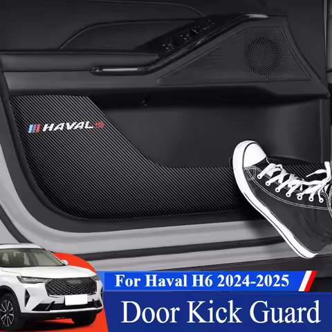 For Haval H6 2024-2025: Carbon Fiber Door Kick Guard - Anti-Scratch Protector w/3M Adhesive (Set of 