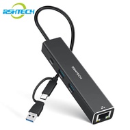 RSHTECH ST310 USB to Ethernet Adapter 10Gbps USB Hub with RJ45 Gigabit Ethernet USB Type C to LAN Ne