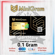 MiniGram 0.1 Gram Logam Mulia Emas 24 Karat Bersertifikat