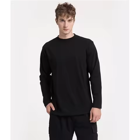 New Long Sleeve t shirt for Men Autumn Fashion Cotton Solid Color t-shirts Cozy Streetwear Men's t-s