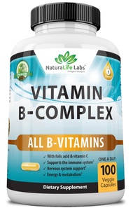 Vitamin B Complex with Vitamin C and Folic Acid - B12, B1, B2, B3, Vitamin B5 Pantothenic Acid, B6, 