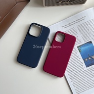 (Set1) Silicone Case No Logo Velvet Inside For i7-17 pro max Navy Blue Wine Casing iPhone