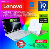 #LE011 USED LENOVO LEGION Gaming Y9000P Intel i9-12900H 16GB 512GB SSD NVIDIA GEFORCE RTX3060 6G 2K 