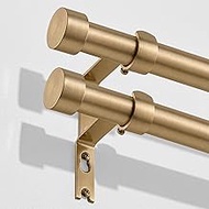 VOIIY 2 Pack Gold Curtain Rods for Windows 28 to 48 Inch(1.5-5 Feet),1" Diameter Drapery Rods with M