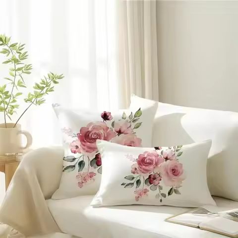 1PC Watercolor Flowers Throw Pillow Cover 30X50cm One Side