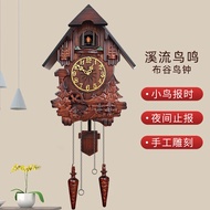 European Style Solid Wood Carved Cuckoo Clock for Children's Room and Living Room, Musical Hourly Ch
