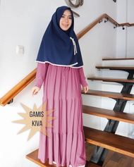 [COD GRATIS ONGKIR] Gamis Kiva Jersey Jumbo XL / Gamis Wanita Rempel Muslim XL / Gamis Busui Jersey 