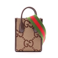 [มือสอง] กระเป๋าถือ Gucci Jumbo GG 2-Way Tote Bag รหัส 699406 สีเบจ/น้ำตาลเข้ม ผ้าแคนวาสและหนัง กระเ