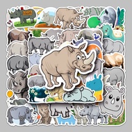 50 Sheets Rhino Animal Cartoon Luggage Stickers Waterproof Graffiti Stickers Scooter Computer Tablet Cartoon Decoration