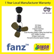 FANZ 16" Axel Series DC Motor Ceiling Fan AXEL 16-SVMB / AXEL16SVMB Wall Fan