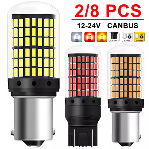 2-8 PCS CANBUS T20 7443 P21W PY21W 1156 BA15S BAU15S LED Bulb For 6500K White Car Turn Signal Tail R