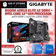 [COMBO DEAL] Gigabyte B660M AORUS ELITE AX DDR4 B660 LGA1700 Motherboard + Intel 12th GEN Processor