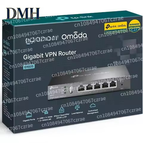 DMH .TP-Link ER605 Wired Router 5-Port Omada Gigabit Multi-WAN Port VPN Enterprise TL-R605