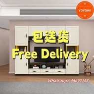 🌟包送貨- 高身電視櫃 墻櫃 電視櫃背景墻一體櫃 組合櫃 加高電視櫃 TV櫃 客廳收納櫃 多顏色選擇實用儲物櫃 書櫃 酒櫃 電視機櫃 抽屜櫃 全新包送貨TV cabinet