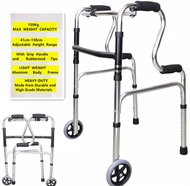 Adult Walker With Wheels Adjustable Aid Walker Crutch Cane Stick Foldable For Elderly Handicapped