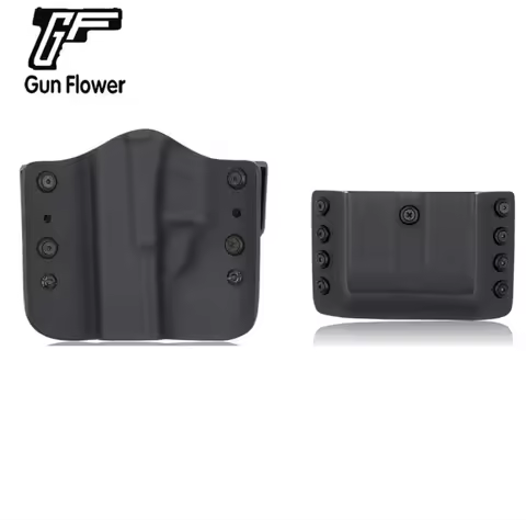 Gun&Flower Tactical Outside KYDEX Gun Holster & Double Magazine Pouch Holder with Belt Loop for Gloc