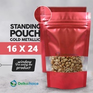 STANDING POUCH WINDOW ZIPLOCK RED METALIZED DELKOCHOICE 16X24