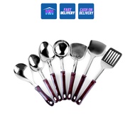 H&H Red-Handle Stainless Steel Kitchen Utensils Soup Laddle Leakage Turner Serving Spoon Sandok