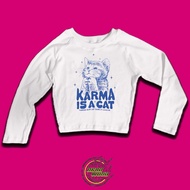 Croptop/baby tee long sleeve white edition karma is a cat lyrics by taylor swift y2k style vintage t