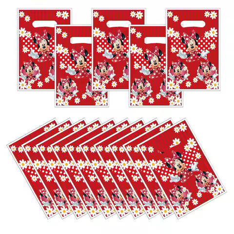 10pcs Disney Minnie Party Gift Packaging Bag, Shopping Bag, Storage Bag, Suitable for Party and Birt