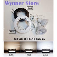 Eyeball Casing Only GU10 Lamp Holder Spotlight Recessed Eyeball Downlight Casing Ceiling Lamp Black White(EB-1H/GU10-RD)