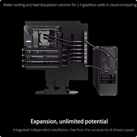 Bykski B-1080-SPD-CEC-X External Water Cooling System w/ Pump & Reservoir , 9x120mm Fan Array, For S