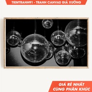 Tranh treo tường Frame Tv Art Disco Ball Silver Birthday or New Years Eve Frame Tv Art File tặng kèm