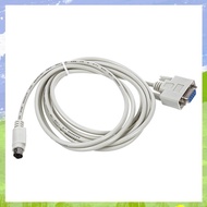 (PVMF) 10X DB9P to 8P Mini Din RS232 Download Cable White 8.2 Ft for PLC -EH