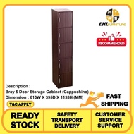 EHL FURNITURE -  BRAY 5 Door Cabinet / Multipurpose Cabinet with door / Book Cabinet / Almari Buku /