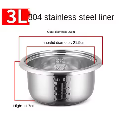 High Quality 3L 304 stainless steel rice cooker inner container Non stick Cooking Pot Replacement Ac