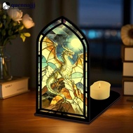 QUENNA Multicolor Acrylic Book Nook Candle Holder Gothic Arch Design Multi Pattern Bookshelf Tableto