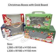 [SG Ready Stock] Christmas Box Log Cake Box with Gold Board