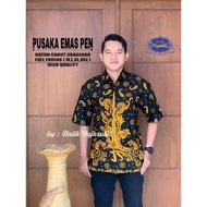 Pusaka Emas Kemeja Batik Pria Lengan Pendek Atasan By Raja Sakti