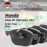 Münster Disc Brake Pad Rear Honda Civic IX (9th Gen) FK2 Type R IV 2.0 2015 K20C1 Civic X (10th Gen)